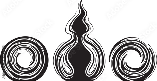 Black and white swirling abstract art design