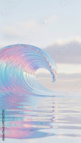 Beautiful rainbow arching over the blue sea waves under a bright summer sky with white clouds and sunlight reflecting on the ocean horizon in a stunning nature landscape