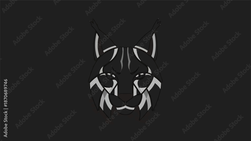 Obraz premium Abstract geometric design of a lynx face, minimalist artwork, dark background.