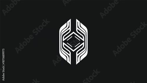 Abstract geometric design with symmetrical shapes and intricate patterns, modern art.