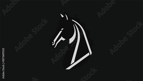 Elegant Horse Head Silhouette - A Striking Black and White Design.
