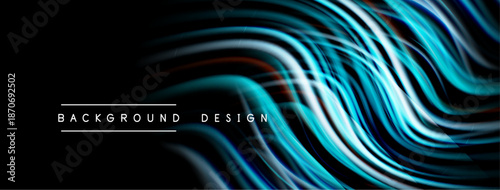 Abstract flowing lines, vibrant blues, whites create dynamic background. Modern design element, sleek presentation.