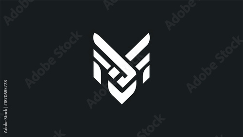 Elegant white logo design with interwoven letters forming a unique emblem.