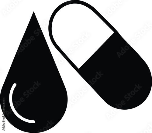 Medicine Pill and Drop Icon
