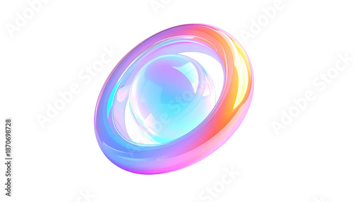 Holographic orb within a colorful, swirling torus, set against black