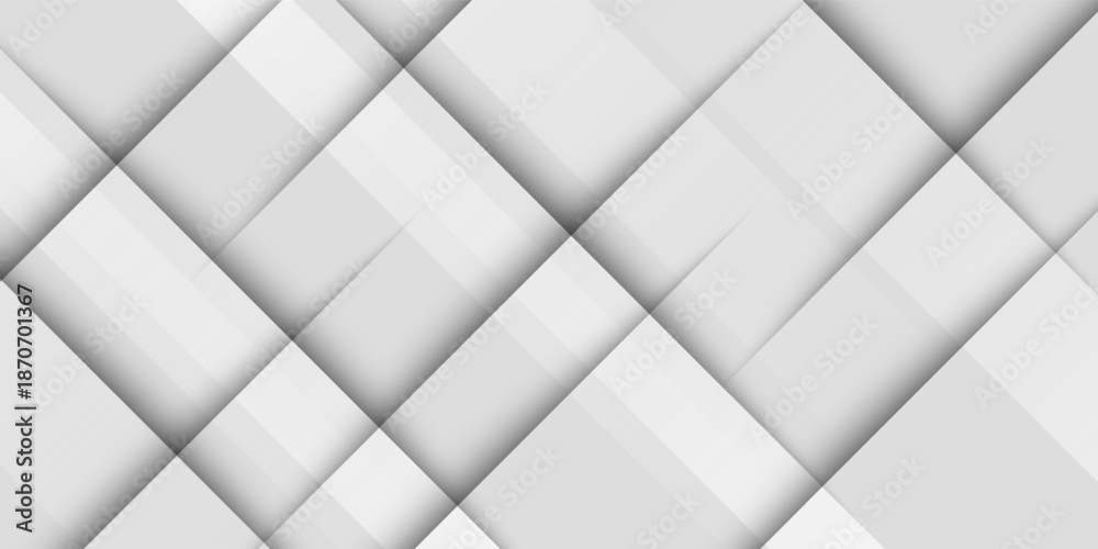 Fototapeta premium The white background is stacked in rectangular panels, giving it depth and depth through shadows and intersections between the layers.