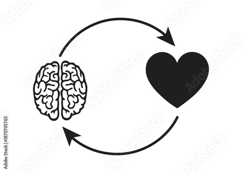 Brain and Heart Connection Balance Concept Vector Icon
