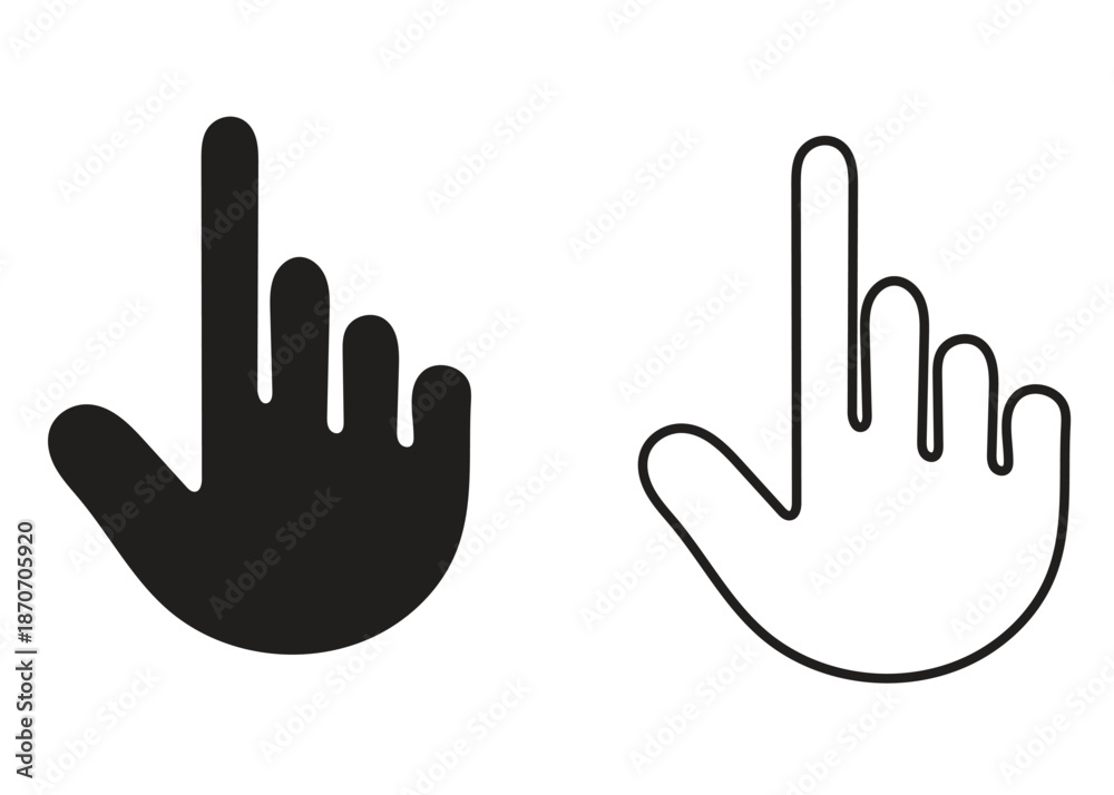 Fototapeta premium Hand Cursor Icon Set Pointing Up Finger Clicking for Web UI UX Design