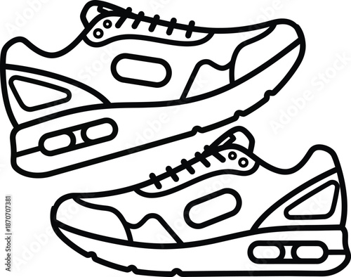 Running Shoes Pair Outline Illustration