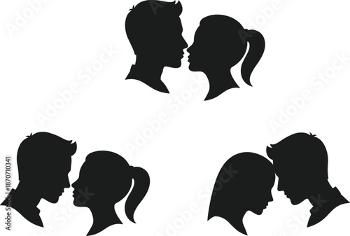 Couple, love, silhouette, romantic, man, woman, kiss, intimacy, relationship, valentine, wedding, engagement, pair, togetherness, boyfriend, girlfriend, passion, profile, lovers, art