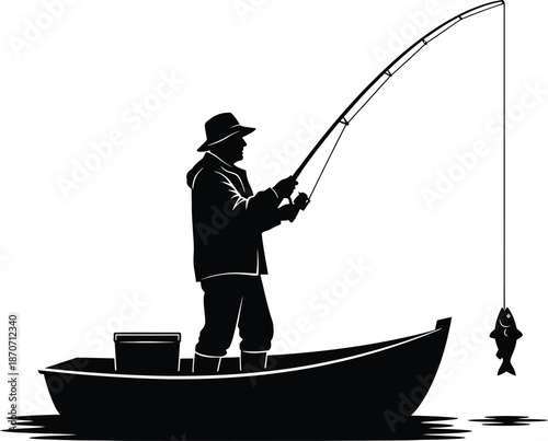 Fisherman Boat Silhouette Illustration