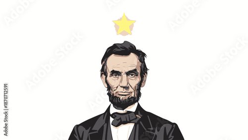 Illustration of Abraham Lincoln with a shining star above his head.