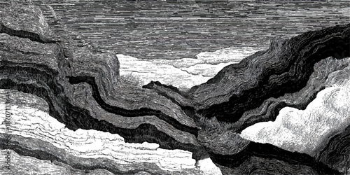 Abstract grunge sandstone strata pattern background texture. vintage geological rock fractures natural earth strata vector background.