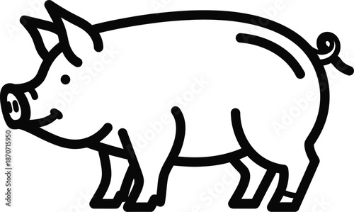 Pig Farm Animal Line Art Vector