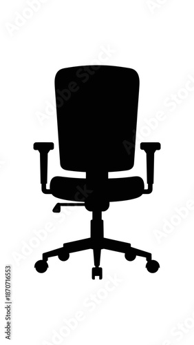 Black Silhouette of  Office Chair Isolated on White