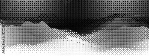 Bitmap black bit with game bg and pattern gradient for dither 8 background. Pixel design texture and vintage spread with background dot and vanishing blend illustration. Overlay art and horizontal