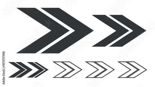 Set of Modern Directional Chevron Arrows and Navigation Pointers