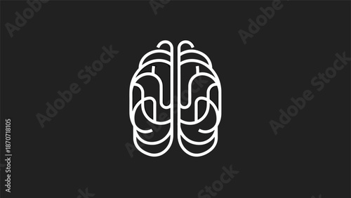 Brain illustration representing intelligence, thought, and cognitive processes in a minimalist design.