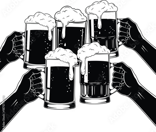 Beer Cheers Celebration Party Illustration