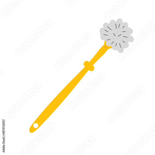 Toilet cleaner. White brush with long yellow handle in flat style. Tools for cleaning your home or office
