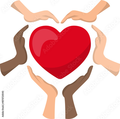 Hands Holding Heart Vector Illustration