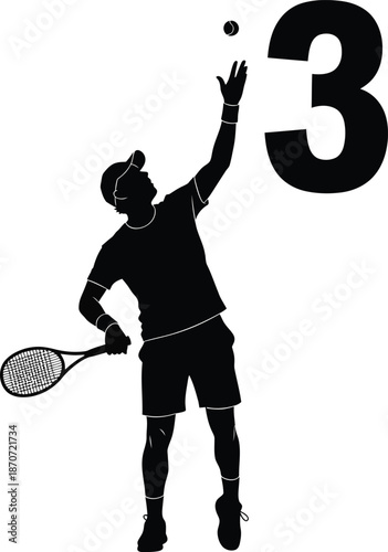 Tennis Player Serving Action Illustration