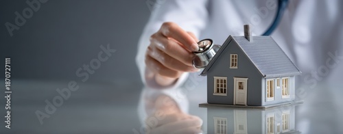 The House Receiving a Medical Checkup by a Doctor with a Stethoscope