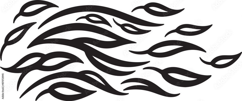 Fototapeta premium Black tribal tattoo design with abstract curved lines