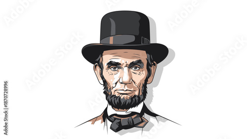 Bild auf Leinwand Stylized portrait illustration of Abraham Lincoln, a historical American president with a beard and top hat
