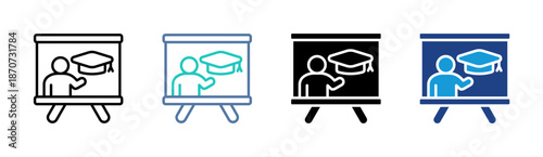 Teaching Session icon set multiple style collection