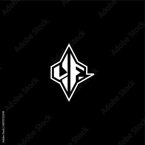 initial logo esport concept VF modern monogram gaming letter techno racing style design
