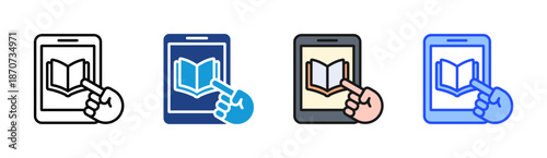 Interactive Learning icon set multiple style collection