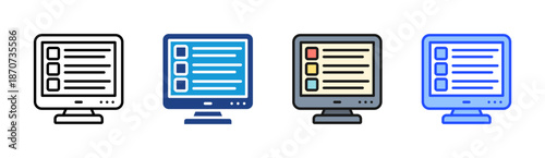 Online Exam icon set multiple style collection