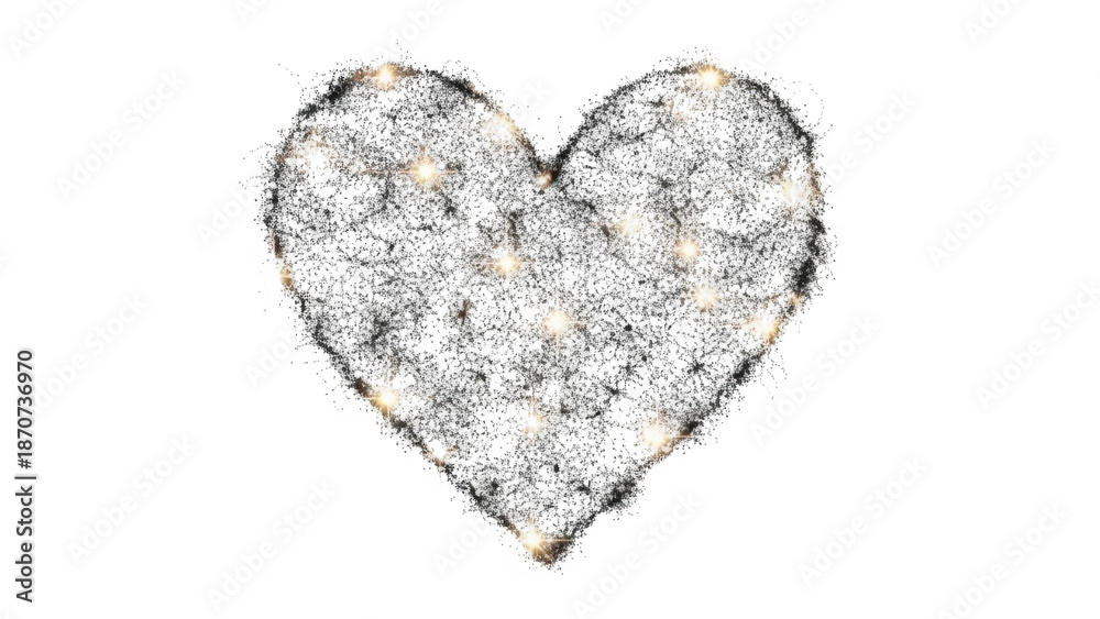 Fototapeta premium Sparkling heart shape isolated on transparent background