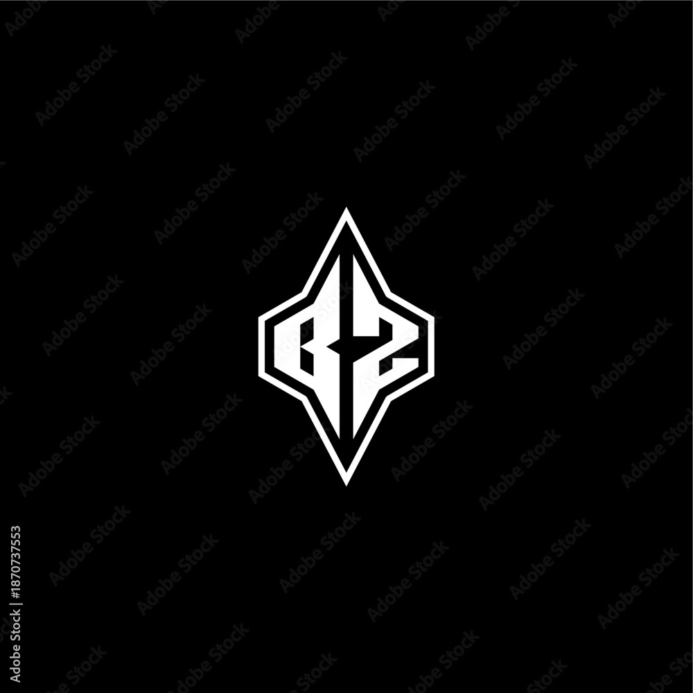 Obraz premium modern monogram gaming initial logo esport concept BZ techno racing style design letter