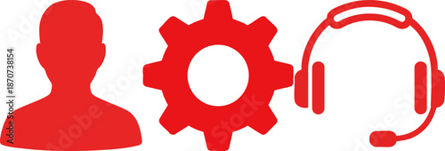 Technical support, user settings, and human resources icon concept.