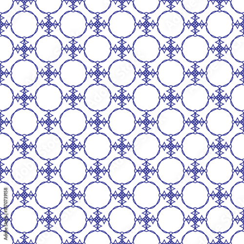 A vector seamless geometric pattern in dark blue tones. An elegant, structured design ideal for textiles, wallpaper, packaging, apparel, and digital backgrounds.
