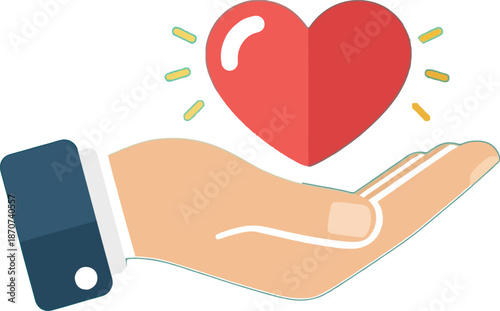 A hand holding a heart with love and care