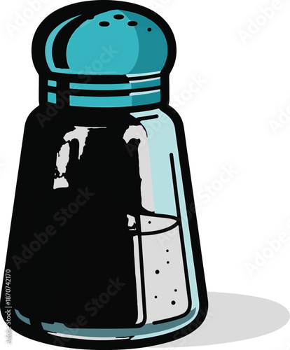 Vector drawing salt shaker ingredient seasoning transparent background cutout