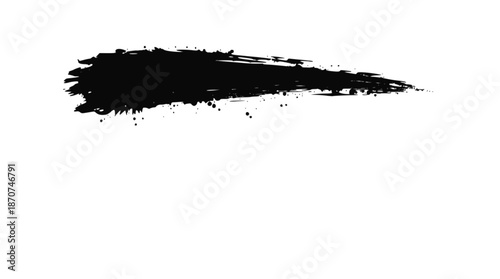 A single, bold black brush stroke with a textured, slightly uneven edge, extending horizontally across a clean white background.