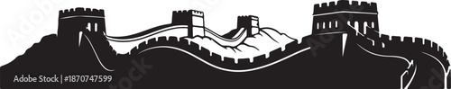Great Wall of China Landmark Vector Silhouette Illustration