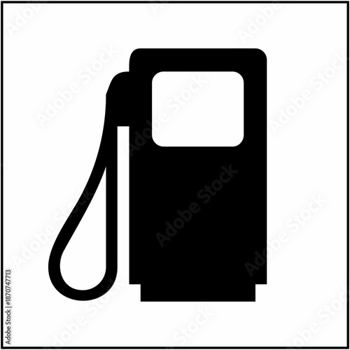 A black icon of a gas pump on a white background