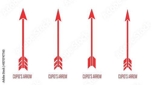 Four red Cupid's arrows pointing upwards in a row.