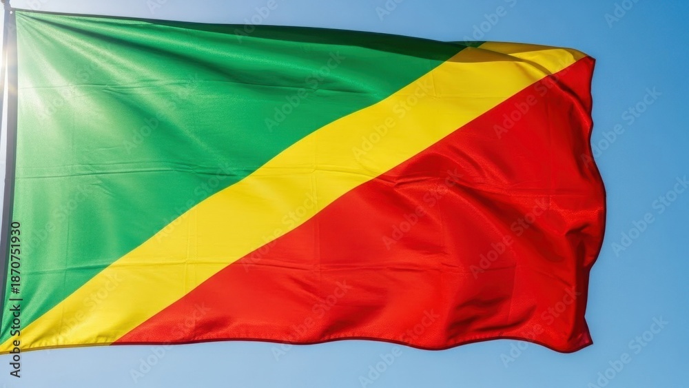 Fototapeta premium Congo National Flag on Flagpole