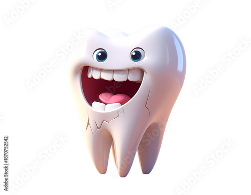 Cartoon tooth is shown with a broken root and a missing crown 