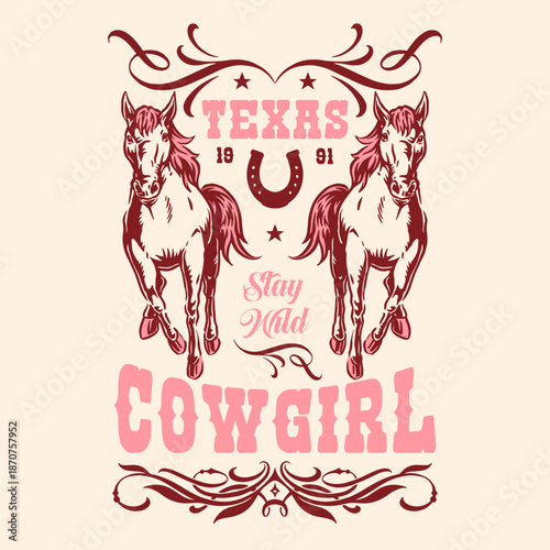 Vintage texas cowgirl design
