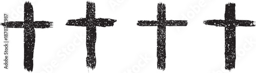 Textured Religion Cross . Christian cross . Vector cross with rough edges