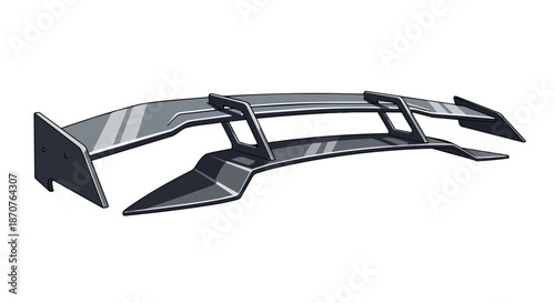 Modern grey car spoiler isolated on white background, automotive accessory for racing and performance