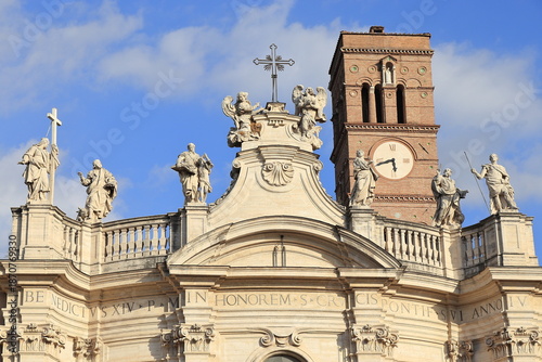 Santa Croce in Gerusalemme Basilica Facade Detail in Rome, Italy