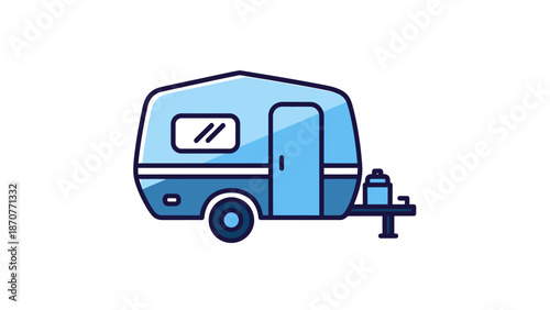 Blue Camper Trailer Icon Illustration. Lunar New Year Vector Illustration. EPS Editable
